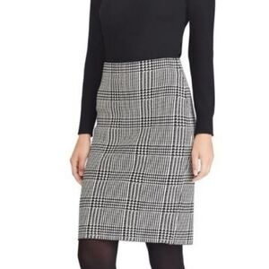 Chaps Black And White Plaid Pencil Skirt